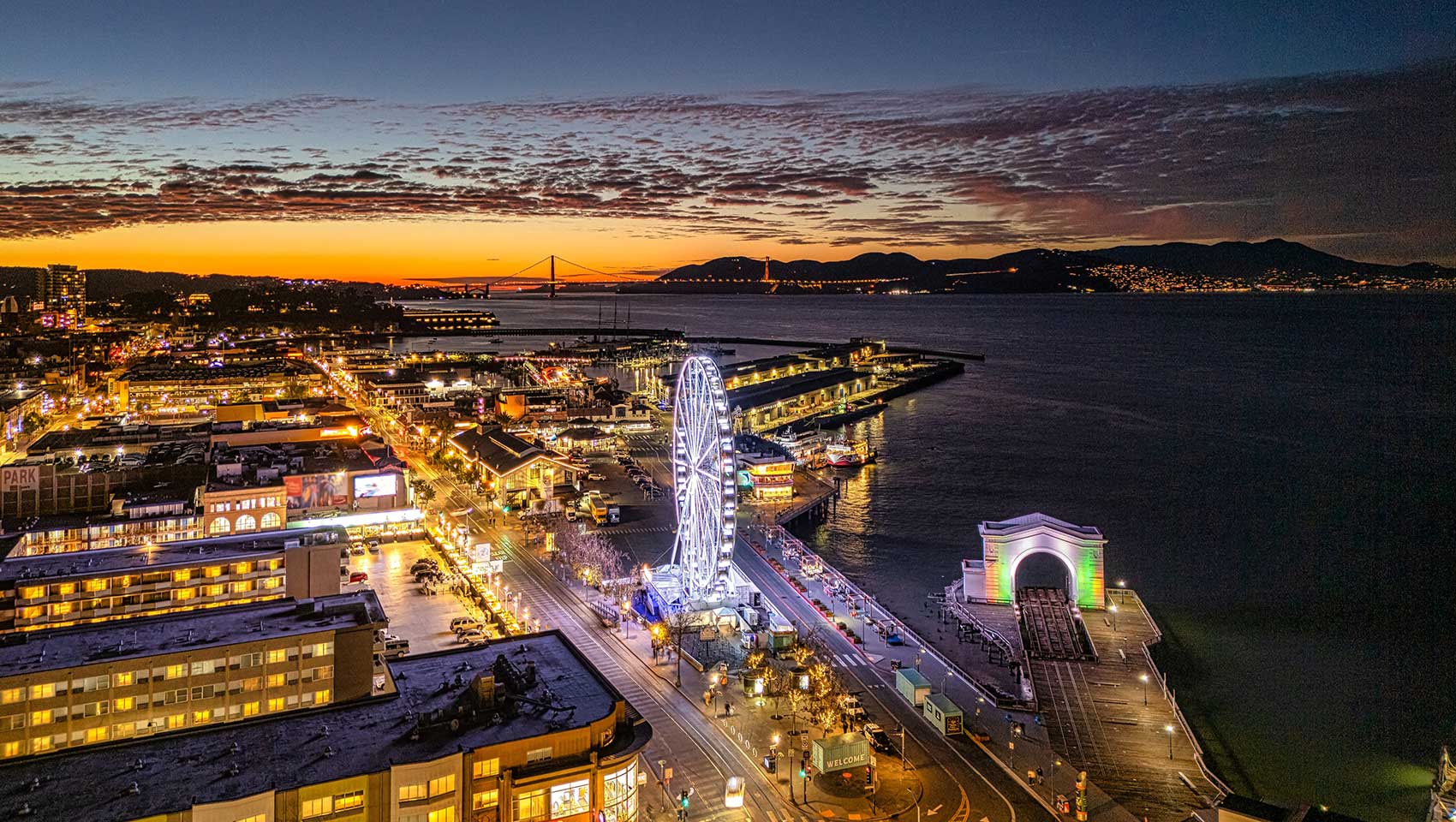 View of San Francisco Skyline with Ferris Wheel
