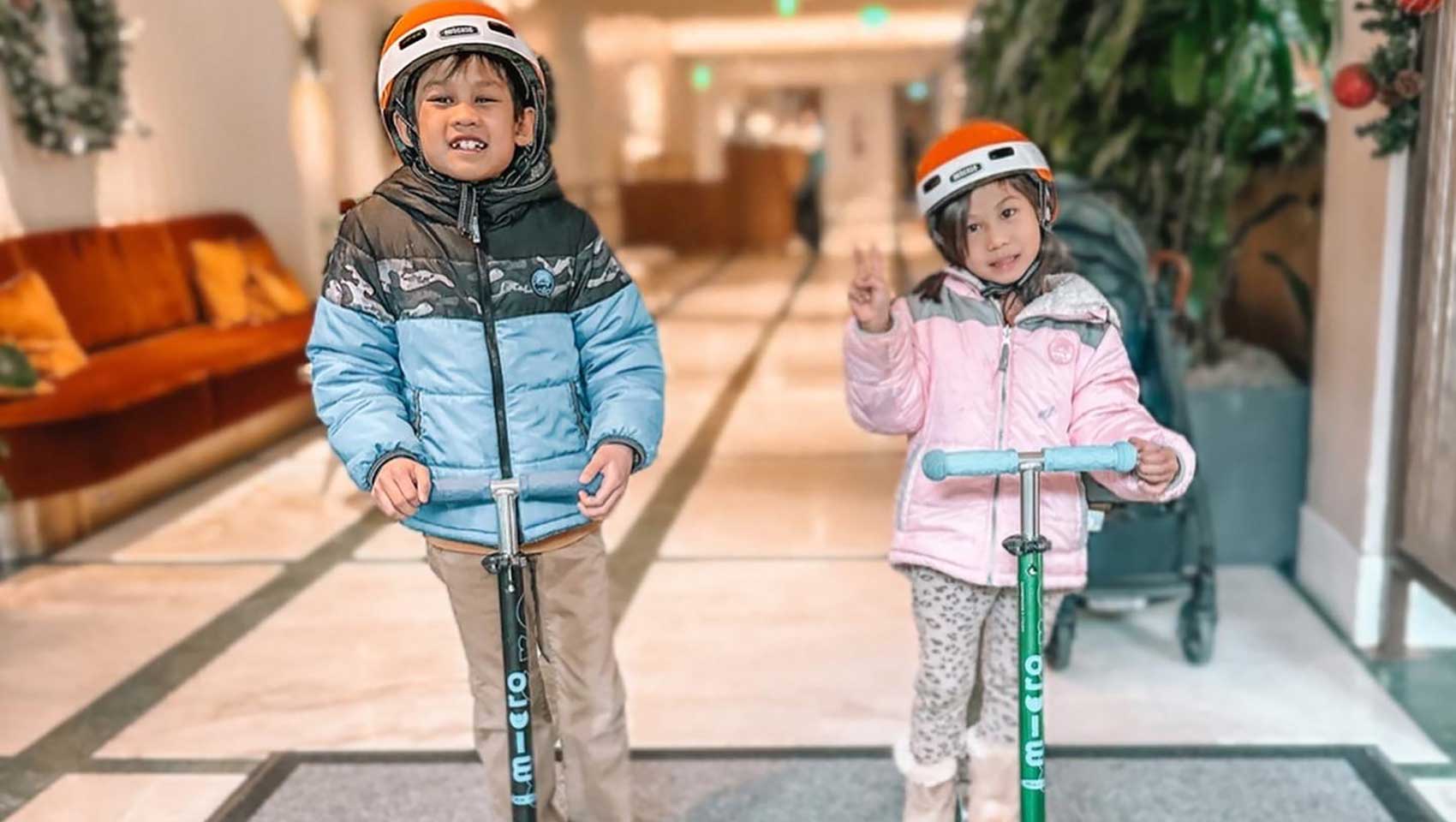Kids on micro kickboard scooters at Kimpton Alton Fisherman's Wharf