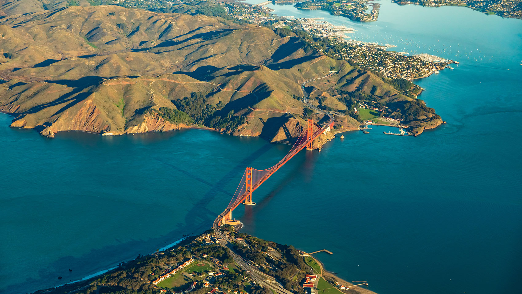 arial view of golden gate bridge