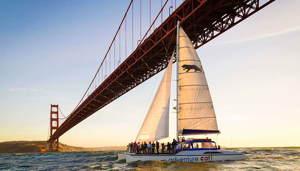 Sailboat in front of Golden Gate Bridge