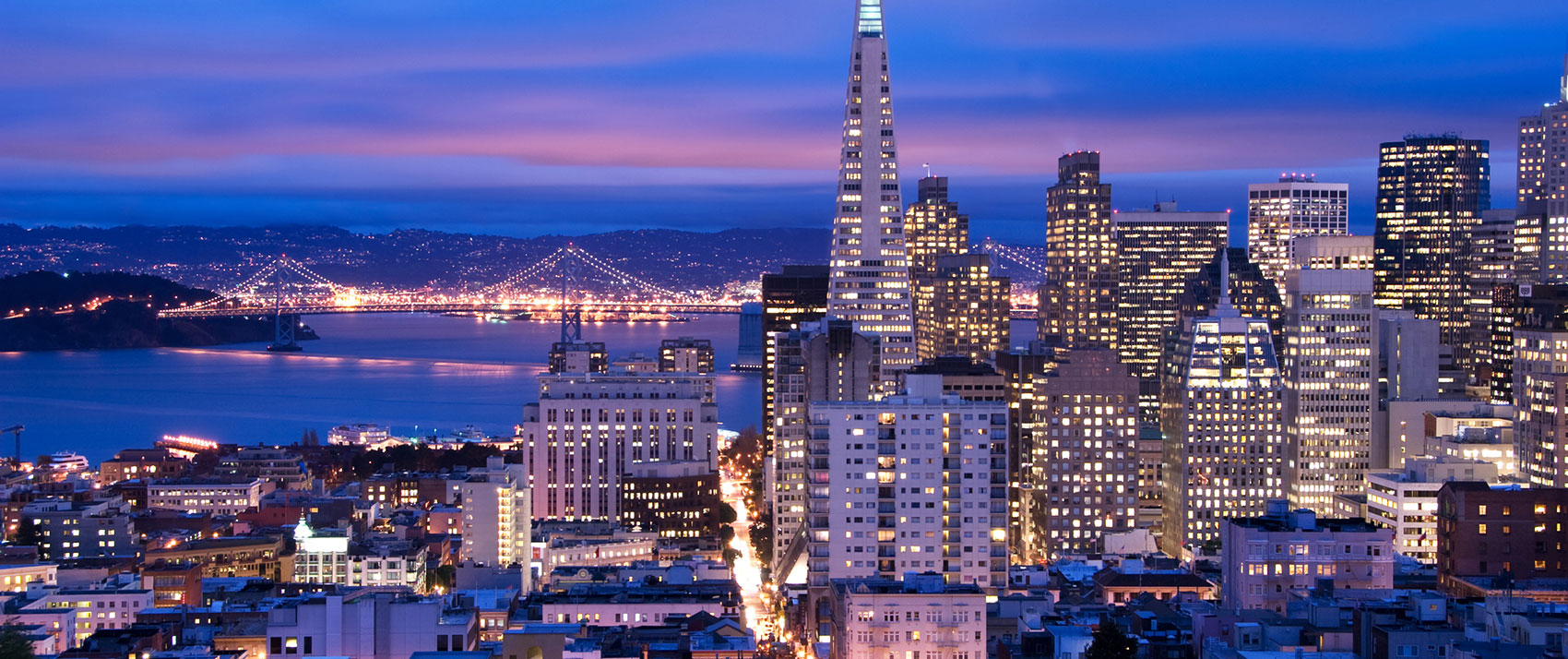 skyline in san francisco at night